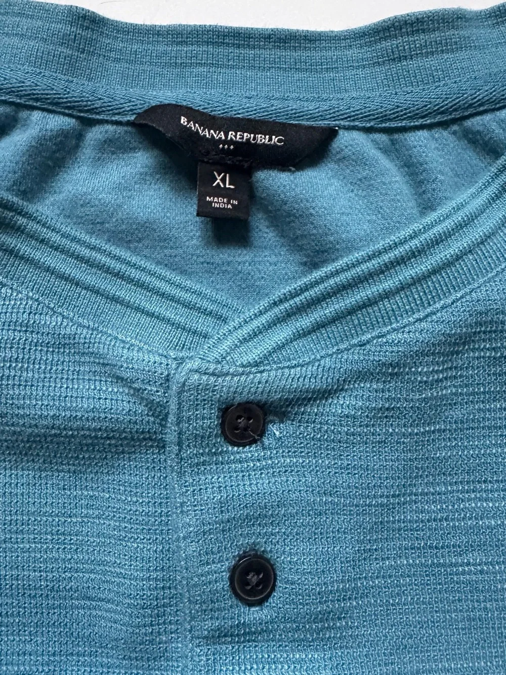 Banana Republic Men's Teal Long-Sleeve Henley